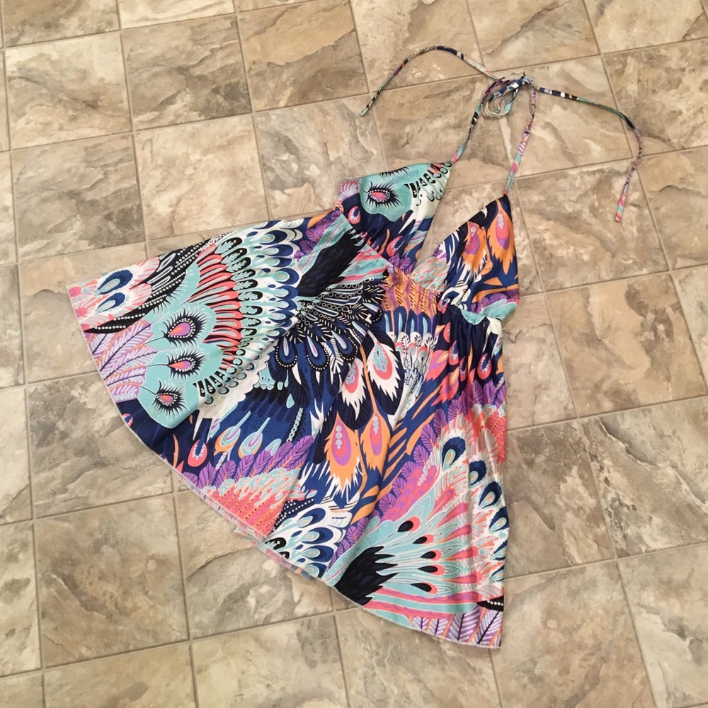 NWOT OXFORD CIRCUS Satin feather halter top