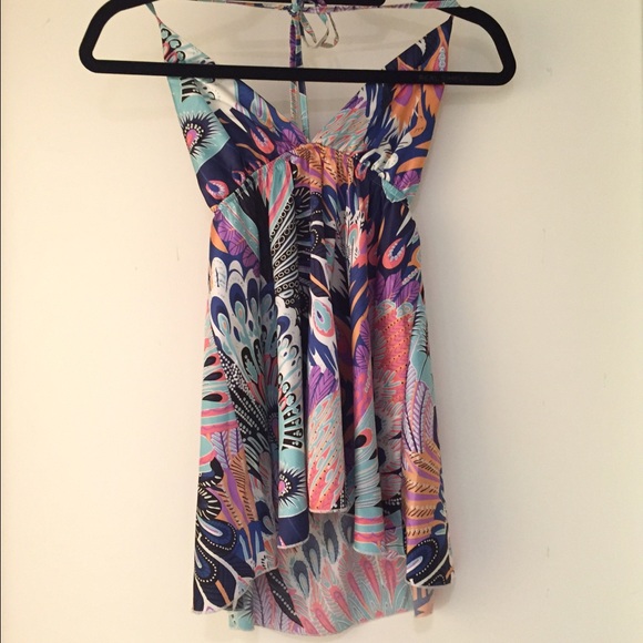 NWOT OXFORD CIRCUS Satin feather halter top - Picture 6 of 7