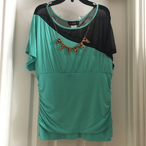 Mint green and mesh top