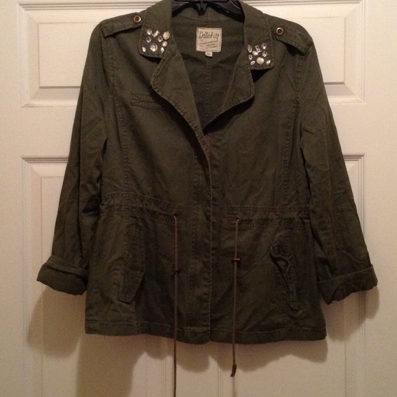 Olive green safari jacket.