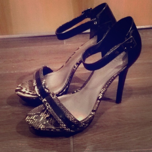 Strappy Snake Skin Heels