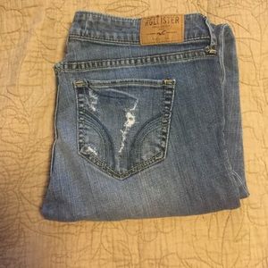 Light wash distressed skinny jeans