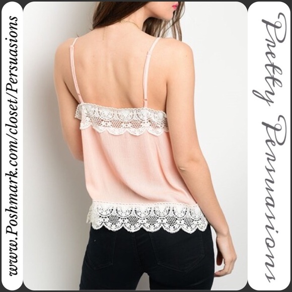 SOLD OUT Light Pink Lace Trim Camisole Tank Top - Picture 2 of 2