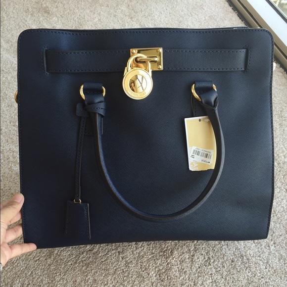 Michael Kors Hamilton Large Satchel Navy