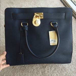 Michael Kors Hamilton Large Satchel Navy