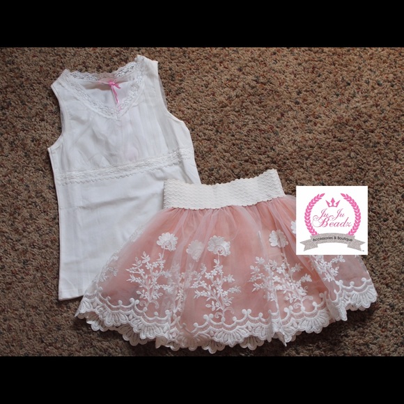 White and Pink Lace Tutu Set NWT - Picture 1 of 1