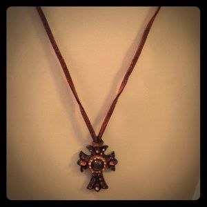 Amber Tone Cross Necklace