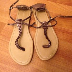 Never worn Brown strappy braided sandals