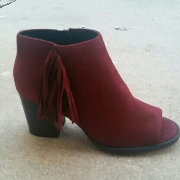 Soda one side fringe peep toe ankle boots - Picture 2 of 4