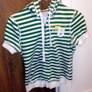 Short sleeve striped zipped hoodie jacket!