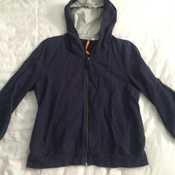 3/4 length navy blue hoodie
