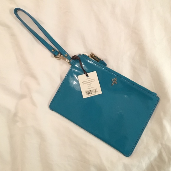 Turquoise Cole Haan Patent Leather Wristlet