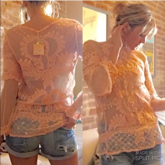 Stunning Light pink Lace Top NWT SIZE Small - Picture 2 of 4