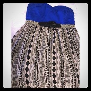 Strapless Blue Tribal Torrid Dress