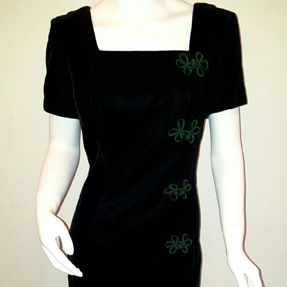 Black Velvet Dress Vintage Chinese Style