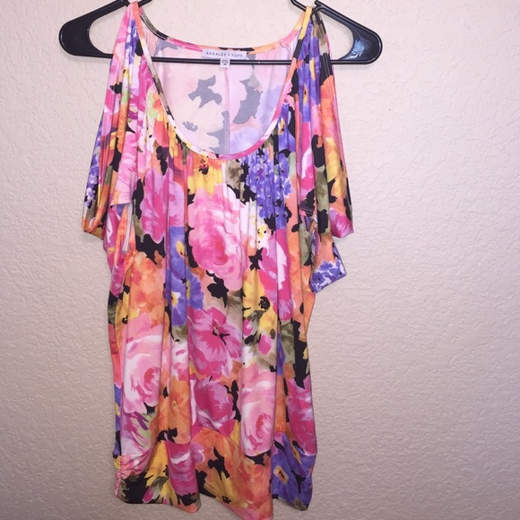 Floral top with open shoulders