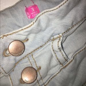 High waisted very light blue jean shorts