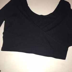 Black crisscross crop top