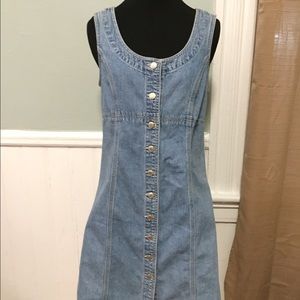 Denim button down sleeveless dress
