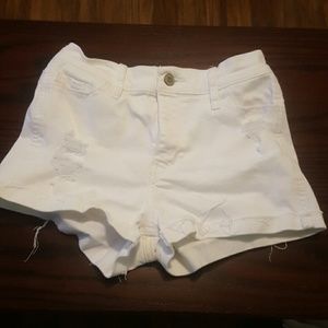 Distressed high-waisted shorts