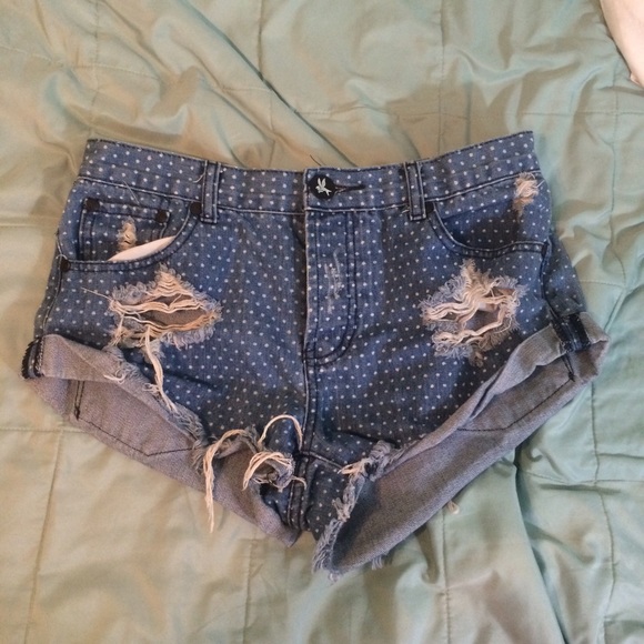 Blue polka dot shorts