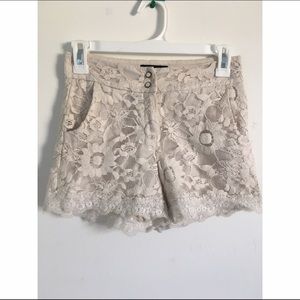 Cream lace shorts