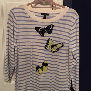 JCrew Striped Butterfly Sweater Large