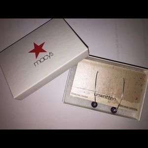 Sterling silver genuine crystal purple earrings!!