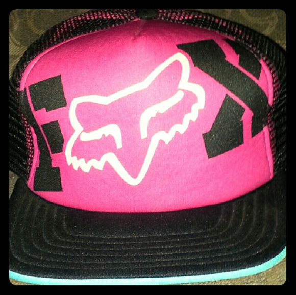 Fox pink and black snap back cap