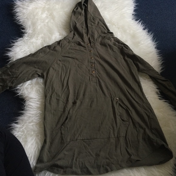Olive green long sleeve with hoodie