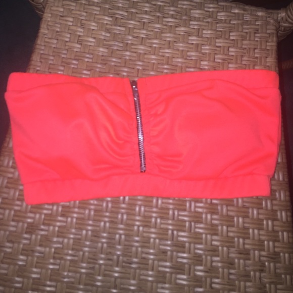 Neon Orange Strapless Bandeau