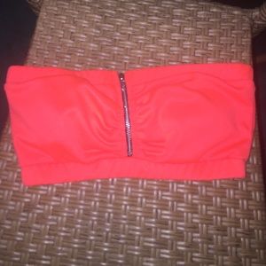 Neon Orange Strapless Bandeau