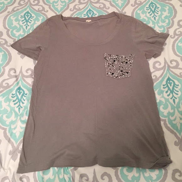 J Crew Sequin Pocket Tee