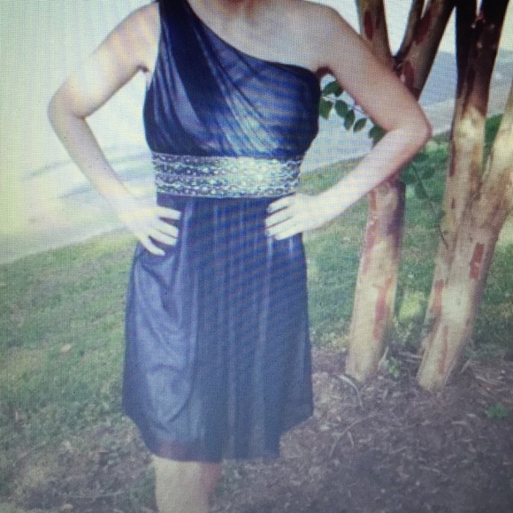 Beautiful blue and silver dress.