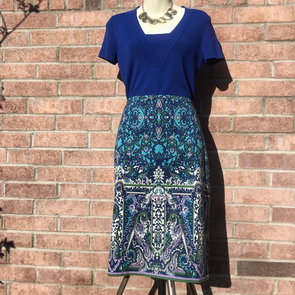 Talbots NWT blue paisley summer skirt sz:4