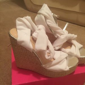 Wrap around wedge sandals