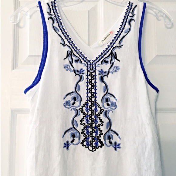 Boho fully lined white/blue dress- last chance!! - Picture 2 of 4