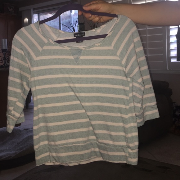 AQUA THREE QUARTER SLEEVE SHIRT