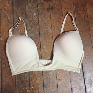 V shape push up deep plunge nude bra