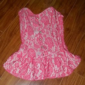 Bustier salmon pink top