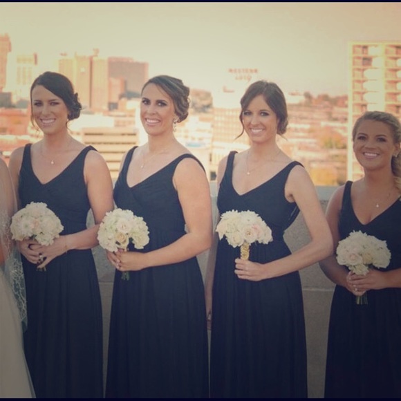 Black David's bridal bridesmaid dress.
