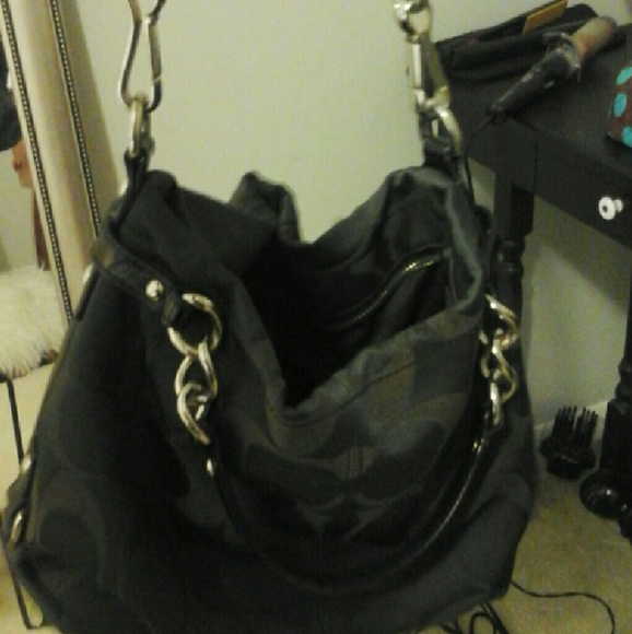 All black and silver Coach purse - Picture 2 of 4