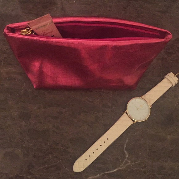 Shiny pink makeup purse