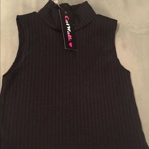 Black sleeveless mock turtleneck
