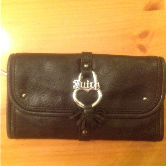 Juicy Couture Large Black Leather Logo Wallet