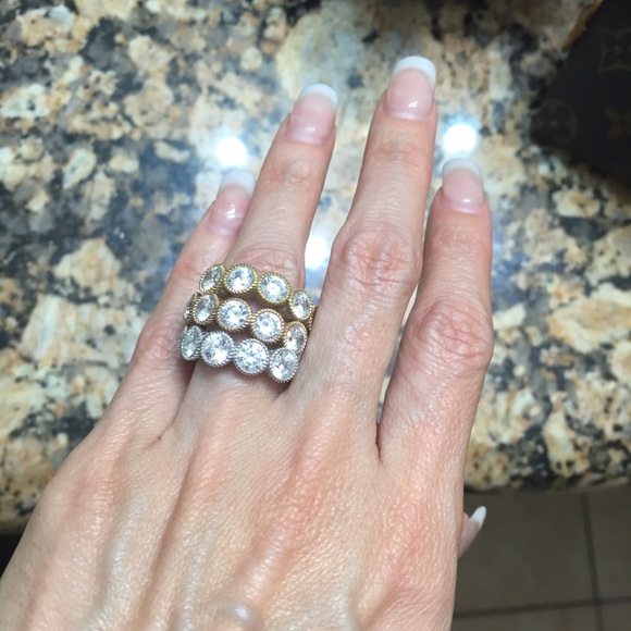 Judith Ripka Silver Sterling three color Rings