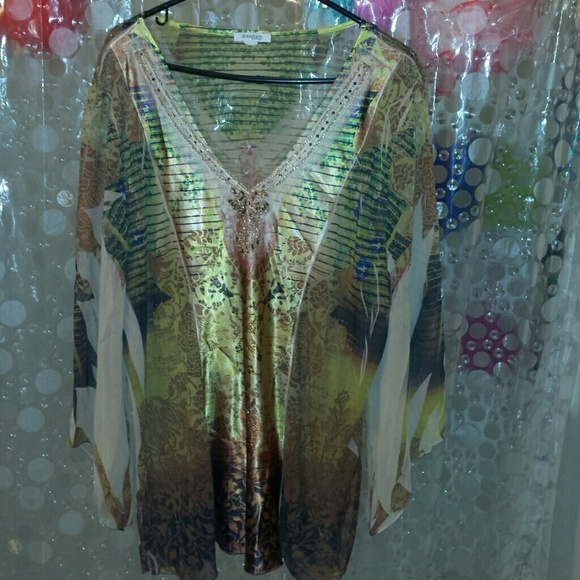 %100 POLYESTER Sheer 3X Top