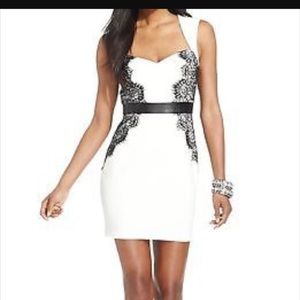 Guess white dress with black lace