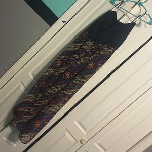 Muti colored halter top dress with sheer bottom