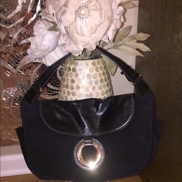 Furla Black Suede Handbag